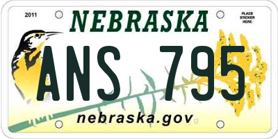 NE license plate ANS795