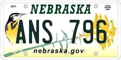 NE license plate ANS796