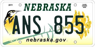 NE license plate ANS855