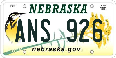 NE license plate ANS926