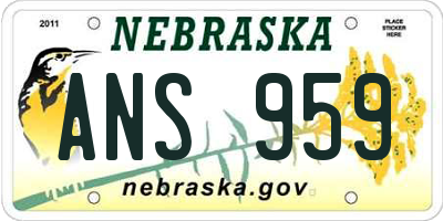 NE license plate ANS959
