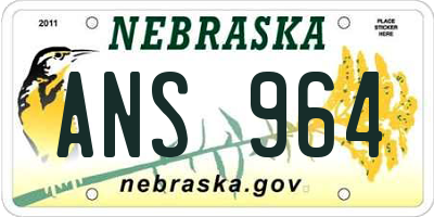 NE license plate ANS964