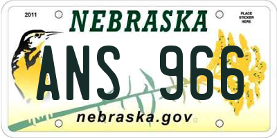 NE license plate ANS966