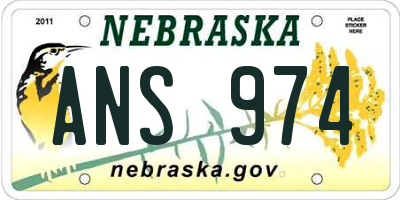 NE license plate ANS974
