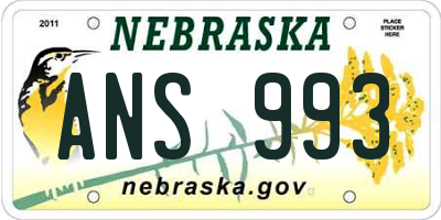 NE license plate ANS993