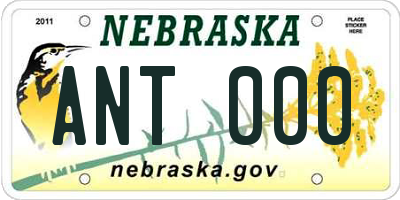 NE license plate ANT000