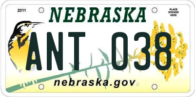 NE license plate ANT038