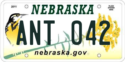 NE license plate ANT042