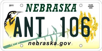 NE license plate ANT106