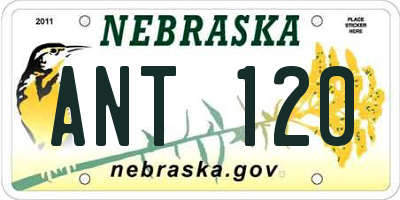NE license plate ANT120