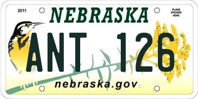 NE license plate ANT126