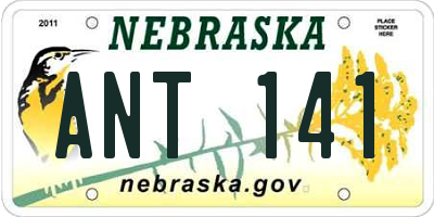 NE license plate ANT141