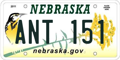 NE license plate ANT151