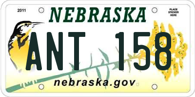 NE license plate ANT158