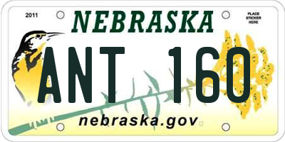 NE license plate ANT160