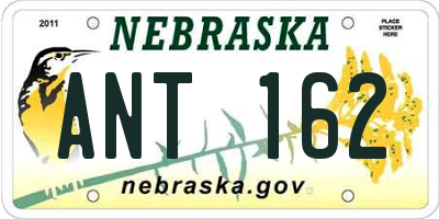 NE license plate ANT162