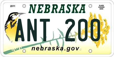 NE license plate ANT200