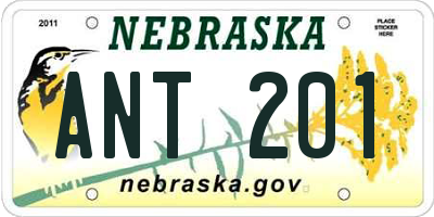 NE license plate ANT201