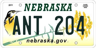 NE license plate ANT204