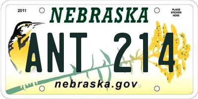 NE license plate ANT214