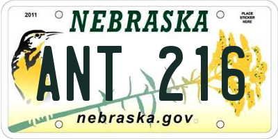 NE license plate ANT216