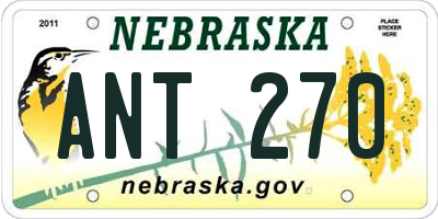 NE license plate ANT270