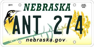 NE license plate ANT274