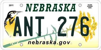 NE license plate ANT276