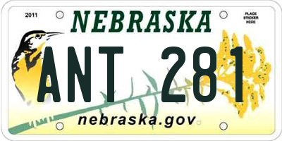 NE license plate ANT281