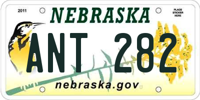 NE license plate ANT282