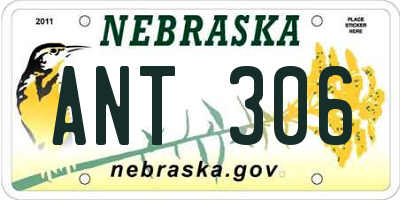 NE license plate ANT306