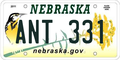 NE license plate ANT331