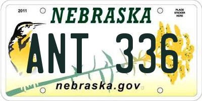 NE license plate ANT336