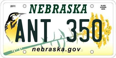 NE license plate ANT350
