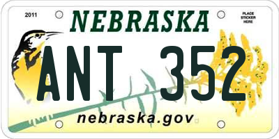 NE license plate ANT352