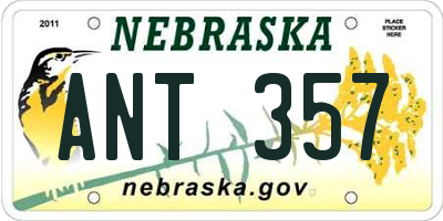 NE license plate ANT357