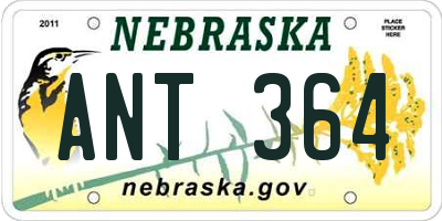 NE license plate ANT364