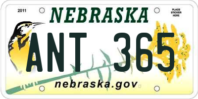NE license plate ANT365