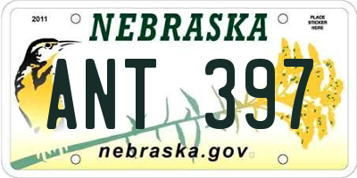 NE license plate ANT397