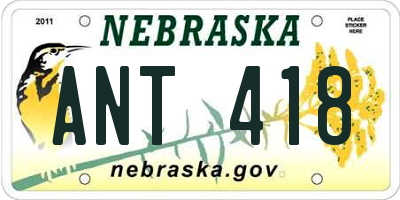 NE license plate ANT418