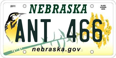 NE license plate ANT466