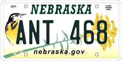 NE license plate ANT468