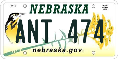 NE license plate ANT474