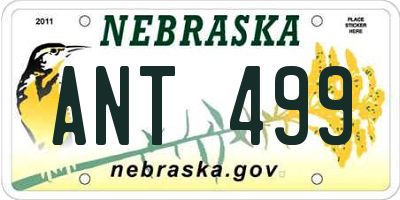 NE license plate ANT499