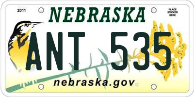 NE license plate ANT535