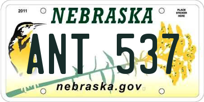 NE license plate ANT537