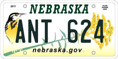 NE license plate ANT624