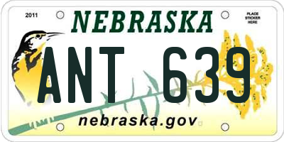 NE license plate ANT639