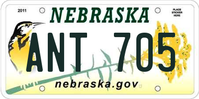 NE license plate ANT705