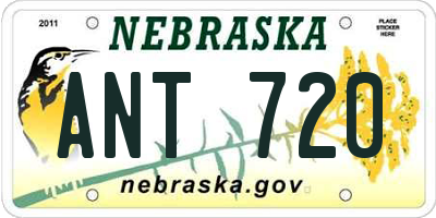 NE license plate ANT720